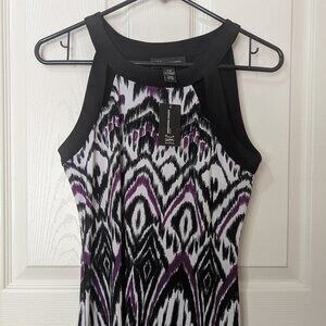 INC International- Boho Escape Halter top. PM (purple/black & white) NWT